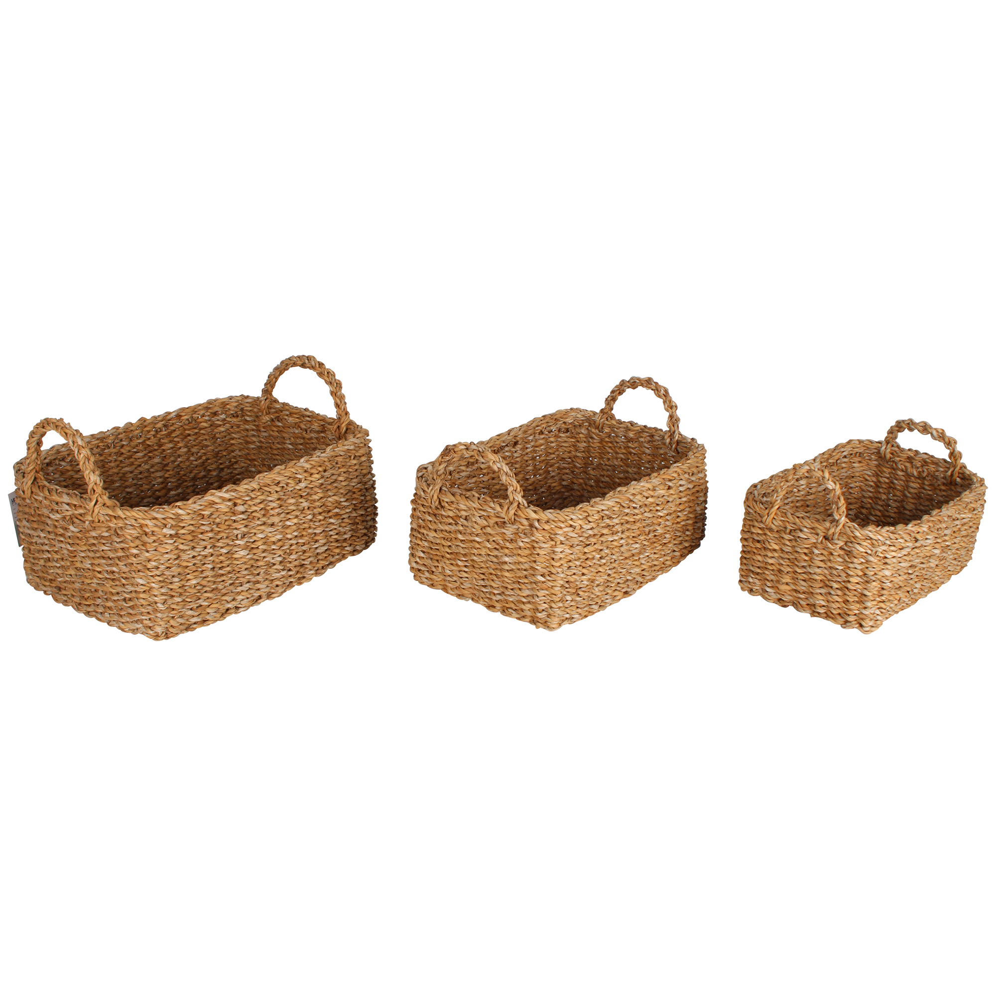 3 Rectangular Seagrass Basket Set BK323137